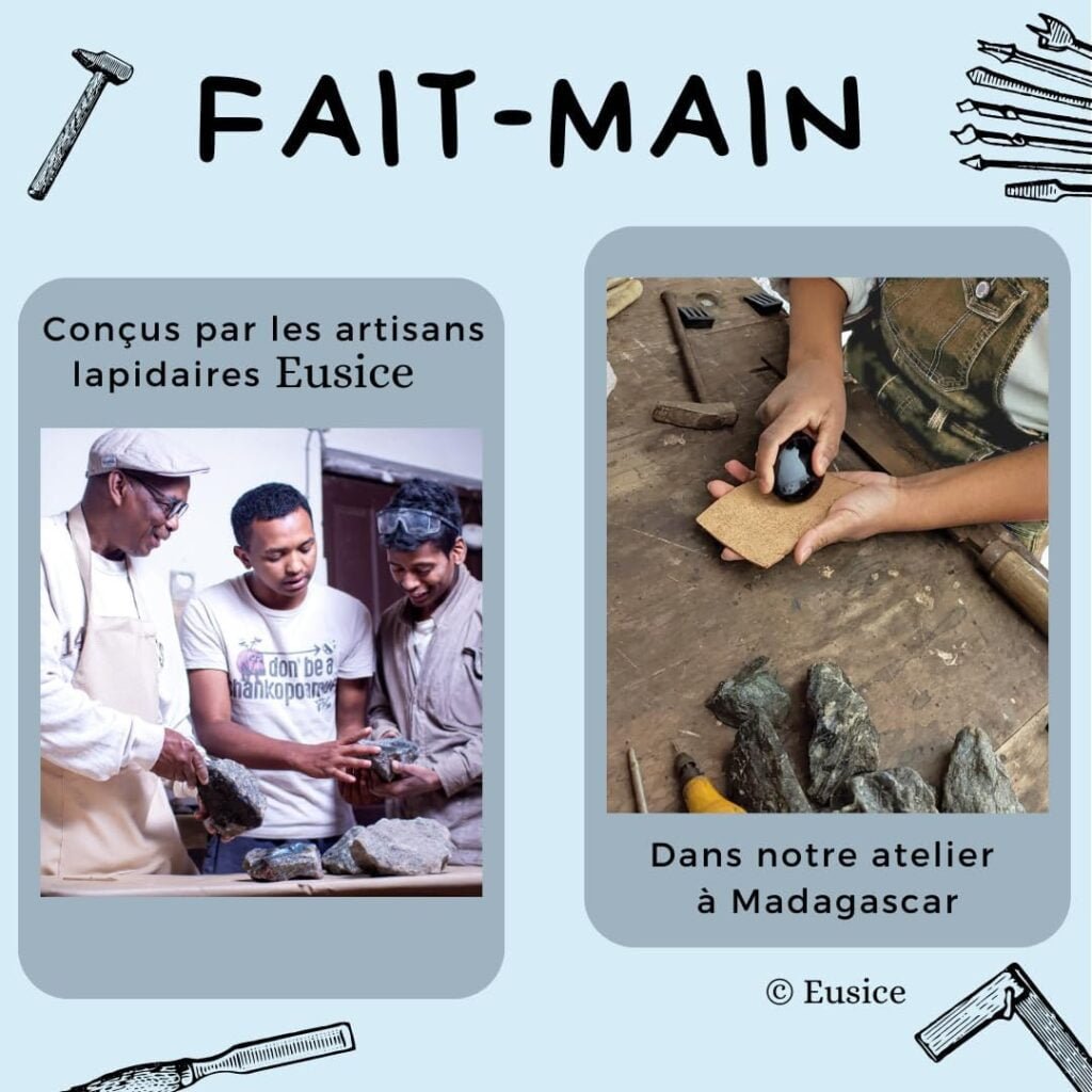 EUSICE - Améthyste Pierre Naturelle de Madagascar, Galet bien-être Anti stress, 100% artisanal  fait-main, Améthyste Haute Qualité Ethique pour Lithothérapie, Bien-être, Méditation et Yoga