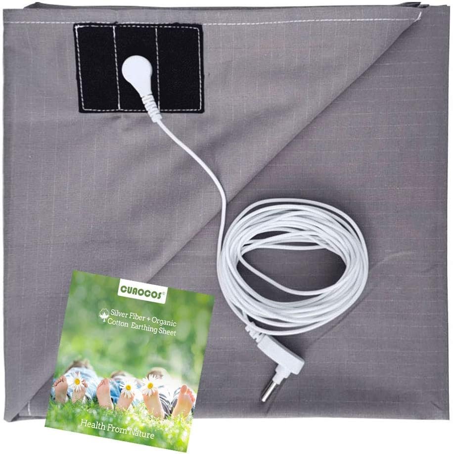 Feuilles de mise à la terre avec cordon de mise à la terre - Feuille conductrice en fibre argent (68,6 x 132 cm)