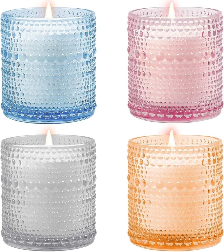 Lot de 4 bougies parfumées pour femme - Bougies daromathérapie longue durée - Cire de soja des glaciers et de locéan - Phalaenopsis noir - Coca chaud - Rose bulgare - Cadeau danniversaire, de