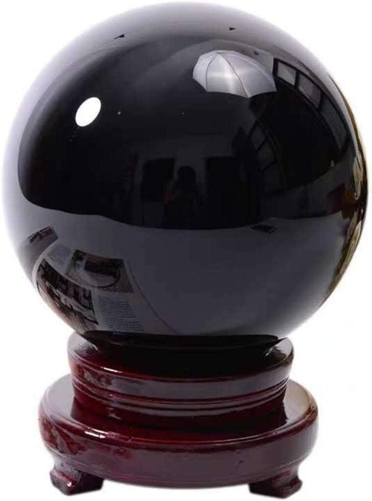 NIBHZ oules de Cristal dobsidienne Noire pour Le Fengshui, la méditation, la guérison du Cristal, la Divination, la décoration de la Maison, la sphère de Cristal de Magie Noire,obsidian-20cm