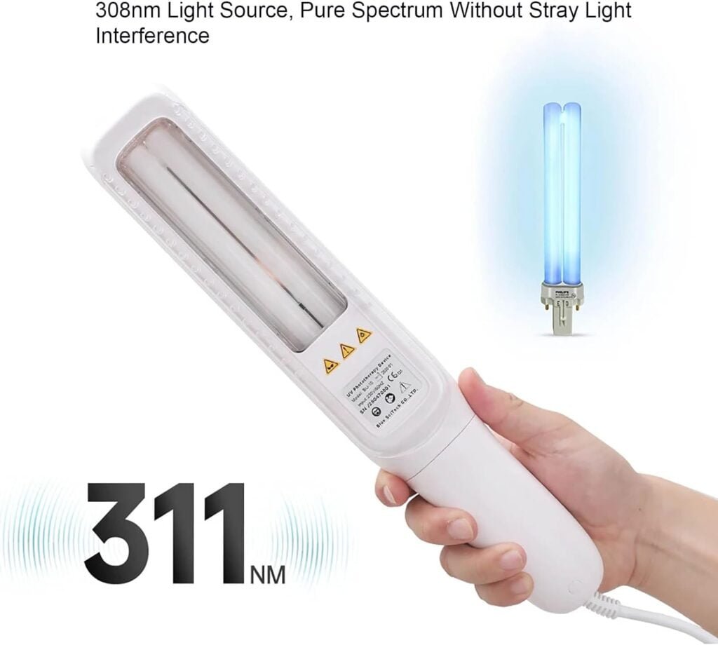 POCDOKYZ Lampes UVB ultraviolettes à bande étroite de 308nm, lampe de photothérapie cutanée, zone dirradiation 48 C㎡/Source de lumière importée,White POCDOKYZ Lampes UVB ultraviolettes à bande étroite de 308nm, lampe de photothérapie cutanée, zone dirradiation 48 C㎡/Source de lumière importée,White