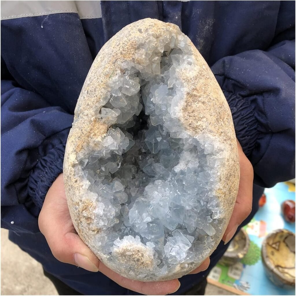 SHANGMAOYO Pierre Naturelle Natural Celestine Geode Cluster Quartz Spécimen Spécimen Curining Aléatoire 1PC Naturel (Size : 900-1000g)
