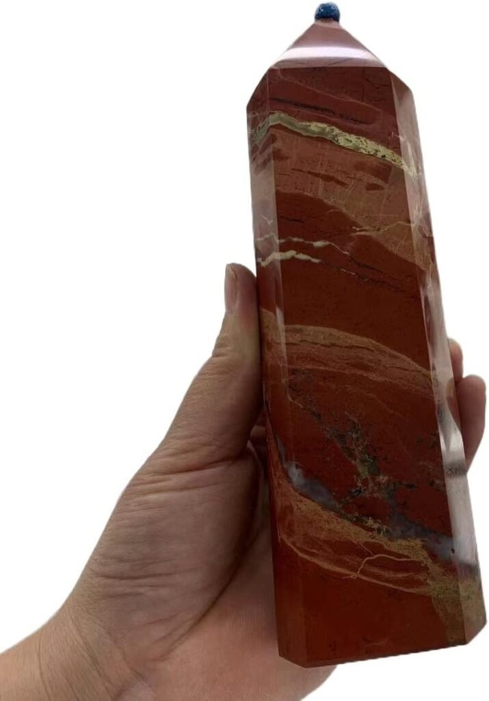 WCGTE Guérison de Point de Baguette de Quartz de Cristal dobélisque de Quartz de Jaspe Marin Rouge Naturel (Size : 1200-1400g) WCGTE Guérison de Point de Baguette de Quartz de Cristal dobélisque de Quartz de Jaspe Marin Rouge Naturel (Size : 1200-1400g)